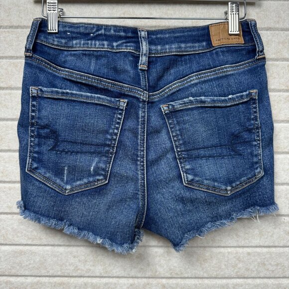 American Eagle High Rise Distressed Denim Shortie Cutoff Shorts Women’s 6 - Picture 2 of 13